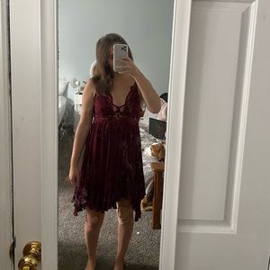 Burgundy Lace Free People Dress